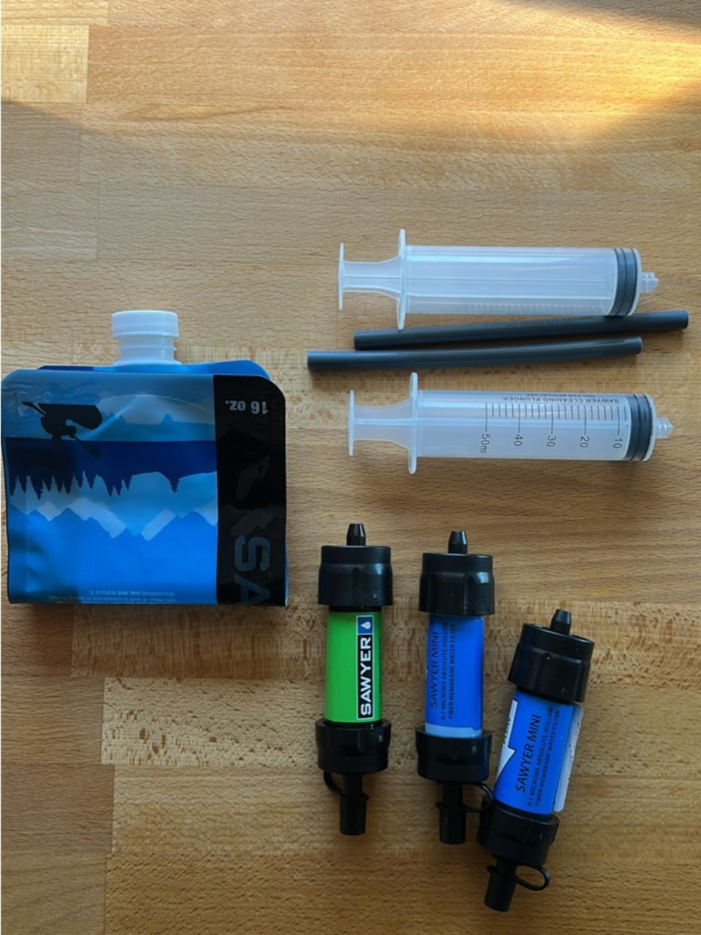 Sawyer Blue & Green Water Filtration Kit New three filters